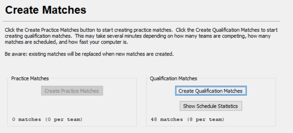 The Tournament Manager Software running in a computer lab for the CIG