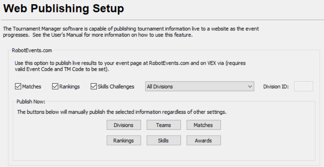 Tournament Manager Tools (TM Web Server) 