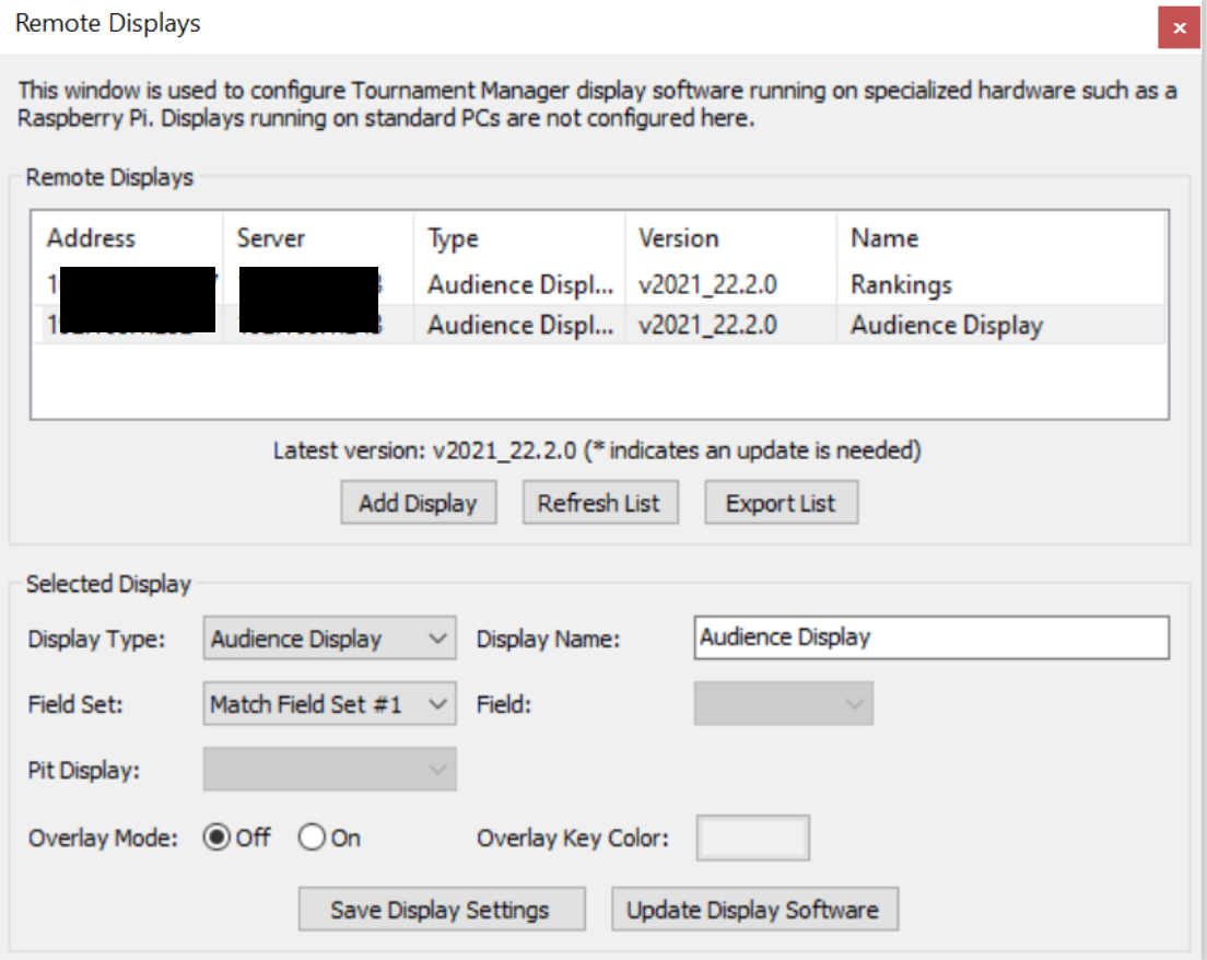 Tournament Manager Tools (TM Web Server) 